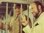 Anupam Kher and late Dilip Kumar in Karma. 