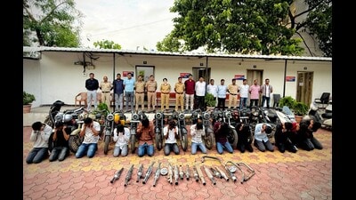 According to police officials, the drive was initiated following a surge in citizens’ complaints regarding deafening exhaust noise generated by motorcycles fitted with modified silencers among others. (HT) According to police officials, the drive was initiated following a surge in citizens’ complaints regarding deafening exhaust noise generated by motorcycles fitted with modified silencers among others. (HT)