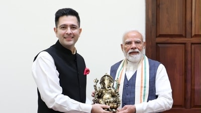 Raghav Chadha recently switched from the Aam Aadmi Party to the Bharatiya Janata Party in April. (X/@raghav_chadha)