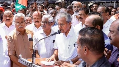 Pinarayi Vijayan alleged that the state government was surrendering to the RSS agenda. (PTI) Pinarayi Vijayan alleged that the state government was surrendering to the RSS agenda. (PTI)