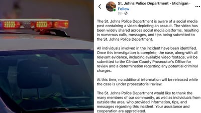 The St. Johns Police Department said it is investigating the footage. (UnSplash and Facebook/ St. Johns Police Department)