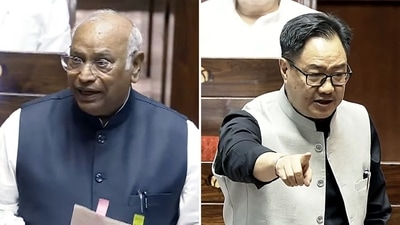 On Thursday, Rajya Sabha chair CP Radhakrishnan had asked Kiren Rijiju to "echo the sentiments of the Opposition" to Amit Shah. (Sansad TV) On Thursday, Rajya Sabha chair CP Radhakrishnan had asked Kiren Rijiju to "echo the sentiments of the Opposition" to Amit Shah. (Sansad TV)