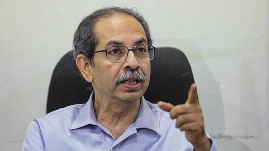 Shiv Sena (UBT) chief Uddhav Thackeray addresses a press conference at Bandra in Mumbai on Saturday. (PTI)