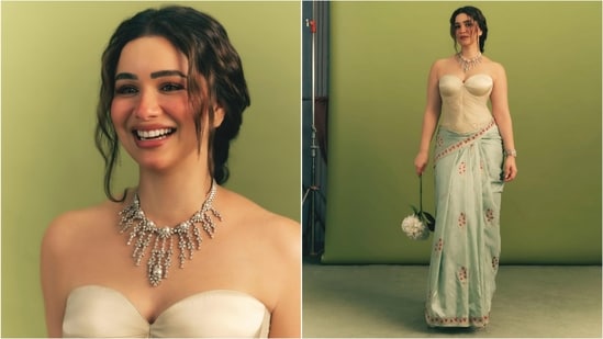 Sara Tendulkar shines in modern elegance for Vogue cover with katan silk saree and corset blouse.