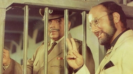 Anupam Kher and late Dilip Kumar in Karma.