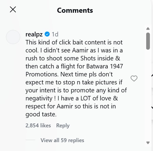 Preity Zinta slams paprazzo page for saying she ignored Aamir Khan.