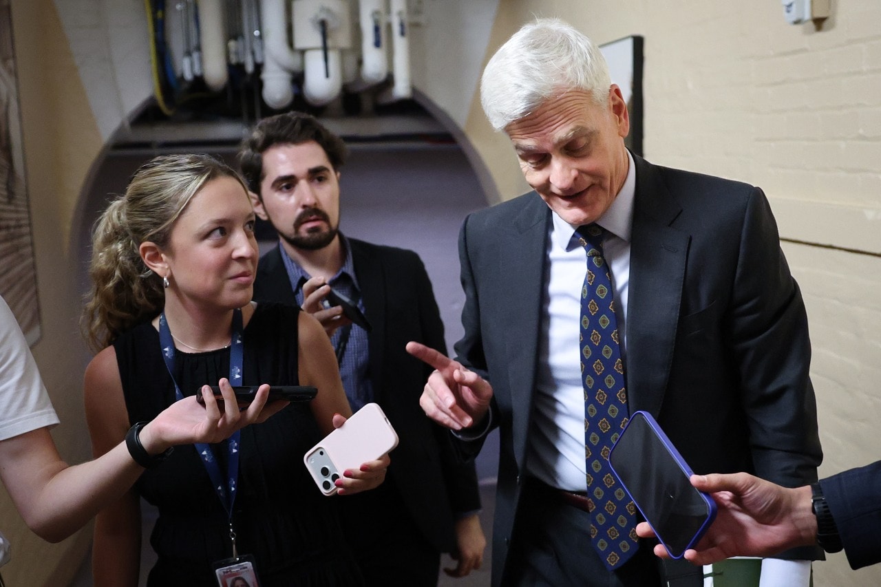 Sen. Bill Cassidy speaks with reporters at the Capitol after announcing he would support Blanche's confirmation. Sen. Bill Cassidy speaks with reporters at the Capitol after announcing he would support Blanche's confirmation.