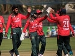 Bangladesh's players celebrate during a T20I against Zimbabwe on July 19, 2026. (AP Photo/Mkhululi Thobela) Bangladesh's players celebrate during a T20I against Zimbabwe on July 19, 2026. (AP Photo/Mkhululi Thobela)