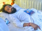Ranchi: Student leader Devendra Nath Mahto during an indefinite hunger strike protesting alleged JPSC-JSSC examination irregularities, in Ranchi, Jharkhand, Sunday. (PTI)