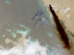 File image showing a trail of smoke rising from an oil facility, in Jizan, Jazan province, Saudi Arabia, July 26, 2026. (via REUTERS)
