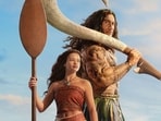 Dwayne Johnson and Catherine Laga'aia in a still from Moana.
