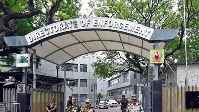 Security personnel stand guard outside the Enforcement Directorate (ED) office in New Delhi. (HT File) Security personnel stand guard outside the Enforcement Directorate (ED) office in New Delhi. (HT File)
