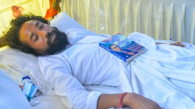 Ranchi: Student leader Devendra Nath Mahto during an indefinite hunger strike protesting alleged JPSC-JSSC examination irregularities, in Ranchi, Jharkhand, Sunday. (PTI) Ranchi: Student leader Devendra Nath Mahto during an indefinite hunger strike protesting alleged JPSC-JSSC examination irregularities, in Ranchi, Jharkhand, Sunday. (PTI)