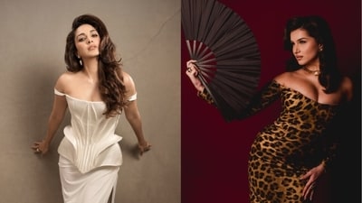 Red carpet drama in Bengaluru: Kiara Advani’s white corset and Tara Sutaria’s leopard print steal the show at the Toxic trailer launch. (Instagram/ Kiara Advani and Tara Sutaria) Red carpet drama in Bengaluru: Kiara Advani’s white corset and Tara Sutaria’s leopard print steal the show at the Toxic trailer launch. (Instagram/ Kiara Advani and Tara Sutaria)