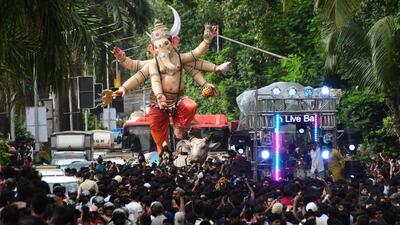 With the Ganpati festival barely a month away, idols are gradually making their way to various mandals (Bhushan Koyande/HT Photo) With the Ganpati festival barely a month away, idols are gradually making their way to various mandals (Bhushan Koyande/HT Photo)