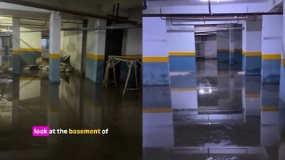 A Noida woman raised concerns over high rent and maintenance after her society basement was waterlogged. A Noida woman raised concerns over high rent and maintenance after her society basement was waterlogged.