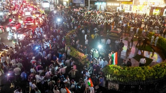 A large gathering of job aspirants and students gather during a protest march against the Jharkhand government regarding alleged paper leaks in the JPSC and JSSC-CGL examinations.