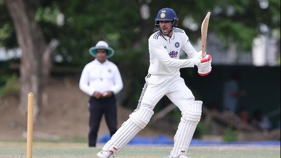 Shubman Gill in action during the warm-up match in Colombo on Sunday. (Pankaj Nangia / CREIMAS for BCCI)