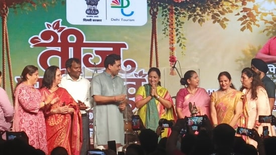 Delhi Chief Minister Rekha Gupta inaugurates the Teej Festival at Dilli Haat INA on August 8, 2026.