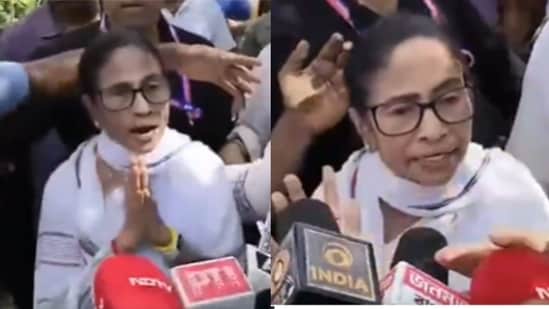 Mamata Banerjee was forced to pass through a police cordon amid the demonstration.