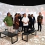 Bangladesh's Prime Minister Tarique Rahman, center, looks at an exhibit at the inauguration of a museum which will serve as a memorial for those killed during the mass uprisings in July 2024, at the former residence of Bangladesh's ousted leader Sheikh Hasina, in Dhaka, Bangladesh, Wednesday, Aug. 5, 2026. (AP Photo/Mahmud Hossain Opu)