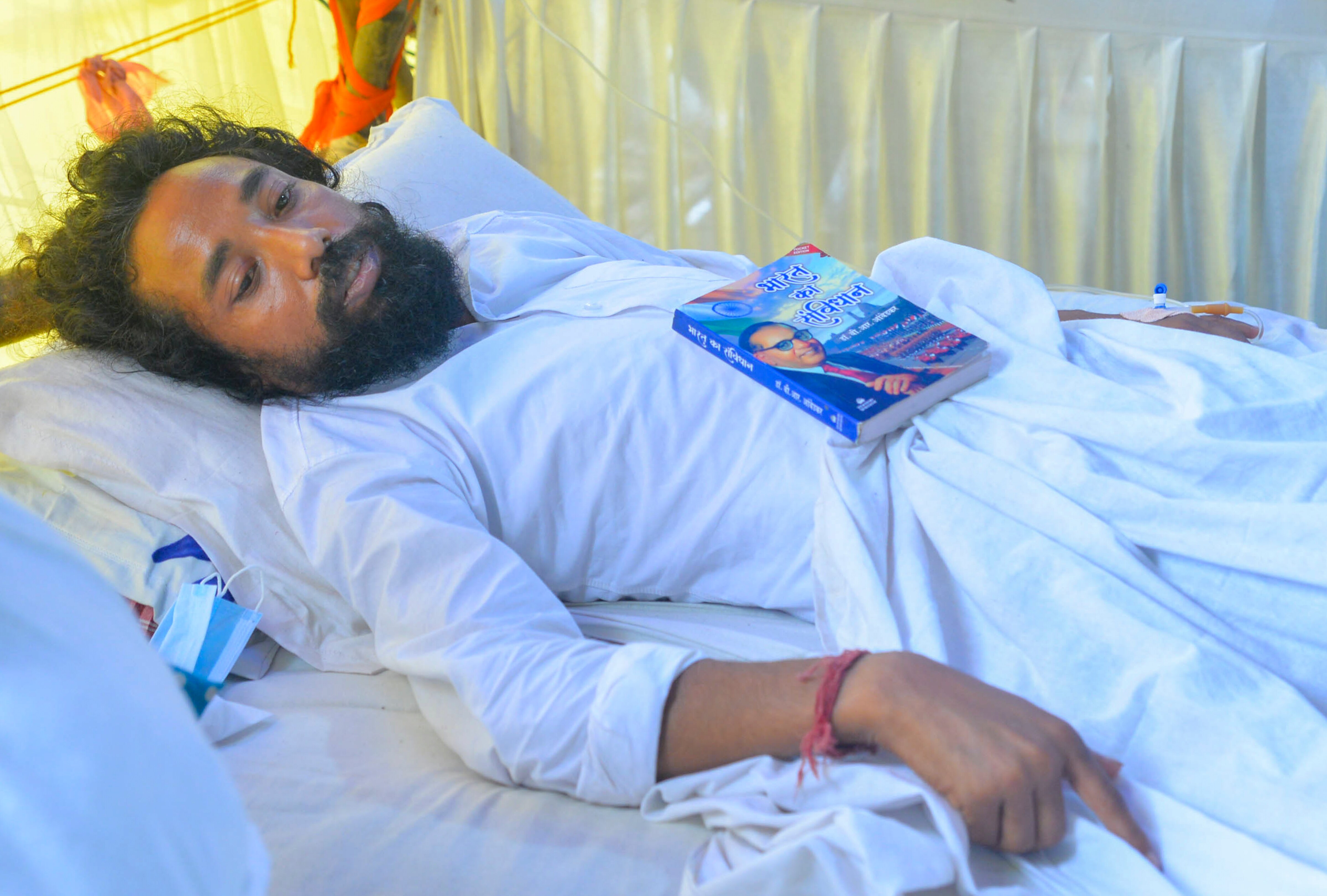 Student leader Devendra Nath Mahto during an indefinite hunger strike protesting alleged JPSC-JSSC examination irregularities, in Ranchi, Jharkhand, Sunday, Aug. 9, 2026. (PTI) Student leader Devendra Nath Mahto during an indefinite hunger strike protesting alleged JPSC-JSSC examination irregularities, in Ranchi, Jharkhand, Sunday, Aug. 9, 2026. (PTI)