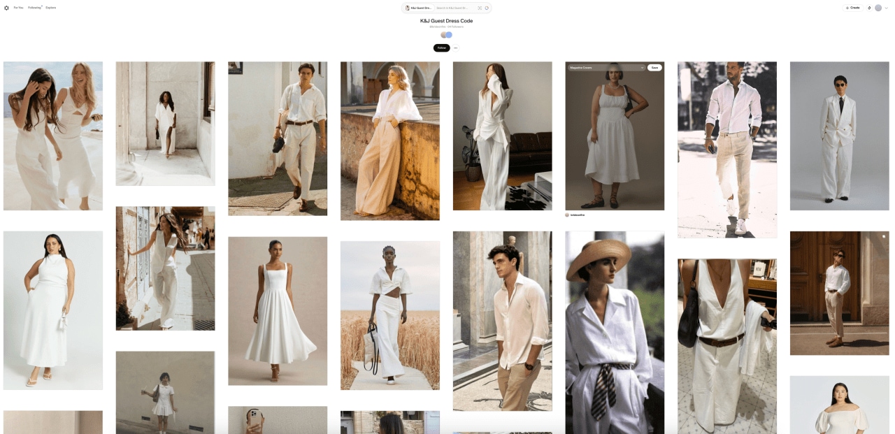 The all-white dress code for Nettles and Chowdhury’s Italian summer vacation wedding.