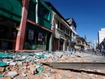 Rubbles on a street are pictured after the earthquake in Manizales, Colombia on August 10, 2026. A strong earthquake struck Colombia on August 10 and was strongly felt in major cities such as Bogota and Cali, and even in Quito and Panama, according to the Colombian Geological Service and as confirmed by AFP reporters.(AFP)
