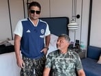 Sarfaraz Khan with his father.(X images)