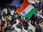 Students and aspirants stage a protest against the Jharkhand Government regarding the irregularities of exams and paper leak of JPSC in Ranchi.(PTI)