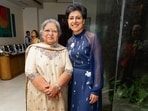 Sangeeta Jaitley and former India captain and commentator Anjum Chopra(Photo: Raajessh Kashyap/HT)