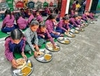 Mid-day meal served to students at a government school in Ludhiana. (HT File)
