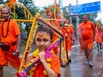 Kanwar Yatris in Bhopal, Madhya Pradesh.(PTI)