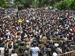 A scuffle between police personnel and job aspirants during a 'Vidhan Sabha Gherao' protest march towards the Jharkhand Assembly, demanding a CBI investigation into alleged paper leaks in the JSSC-CGL examination, the cancellation of the 14th JPSC civil services examination, and systemic recruitment board reforms across the state, in Ranchi, Jharkhand, Monday, Aug. 10, 2026.
