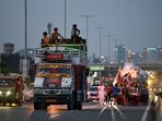 The advisory covers traffic between Delhi, Jaipur, Rewari, Nuh, Pataudi and Faridabad, with enforcement stepped up at highway entry and exit points. (Parveen Kumar/HT)