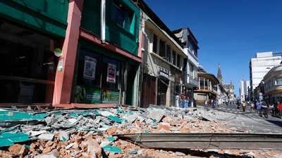 Rubbles on a street are pictured after the earthquake in Manizales, Colombia on August 10, 2026. A strong earthquake struck Colombia on August 10 and was strongly felt in major cities such as Bogota and Cali, and even in Quito and Panama, according to the Colombian Geological Service and as confirmed by AFP reporters. (AFP) Rubbles on a street are pictured after the earthquake in Manizales, Colombia on August 10, 2026. A strong earthquake struck Colombia on August 10 and was strongly felt in major cities such as Bogota and Cali, and even in Quito and Panama, according to the Colombian Geological Service and as confirmed by AFP reporters. (AFP)