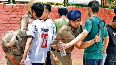Four candidates were booked after modified electronic devices were allegedly found at a Group D recruitment exam centre in IIT Powa (HT Photo)