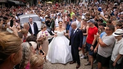 Funchal Cathedral’s priest, Father Marcos Goncalves, put the wild rumours to rest, confirming the ceremony was actually for a local couple, Fabio and Fatima (Photo: Instagram)