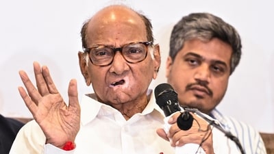 NCP, led by Sharad Pawar, is divided over the delimitation bill (PTI) NCP, led by Sharad Pawar, is divided over the delimitation bill (PTI)