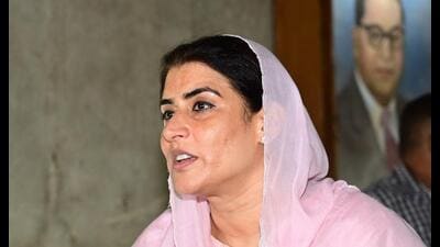 SAD MLA Ganieve Kaur Majithia on the last day of the monsoon session in Chandigarh on Monday. (Ravi Kumar/ HT)