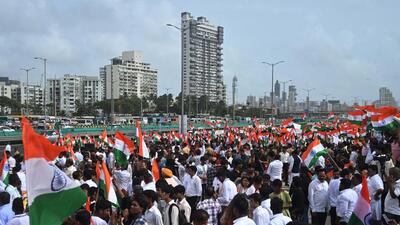 The Tiranga rally was held at the Worli Sea Face promenade (HT Photo) The Tiranga rally was held at the Worli Sea Face promenade (HT Photo)