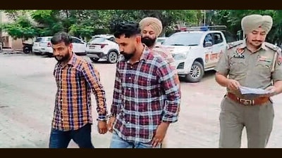 The accused in police custody in Ludhiana on Monday. (HT photo)