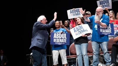 Progressives Bernie Sanders and Alexandria Ocasio-Cortez openly endorsed Abdul El-Sayed who narrowly defeated Democratic Rep Haley Stevens in Michigan’s divisive and costly U.S. Senate primary last week. (AFP) Progressives Bernie Sanders and Alexandria Ocasio-Cortez openly endorsed Abdul El-Sayed who narrowly defeated Democratic Rep Haley Stevens in Michigan’s divisive and costly U.S. Senate primary last week. (AFP)