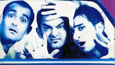 Aamir, Akshaye and Saif in a poster of the film. Aamir, Akshaye and Saif in a poster of the film.