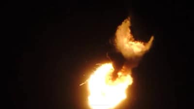 The rocket exploded seconds after it was launched on Monday. (X/@PhazzeeYeehaw) The rocket exploded seconds after it was launched on Monday. (X/@PhazzeeYeehaw)