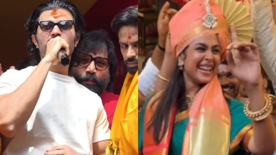 Vijay Deverakonda, Sandeep Reddy Vanga and Faria Abdullah at Bonalu celebrations.