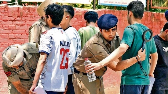 Four candidates were booked after modified electronic devices were allegedly found at a Group D recruitment exam centre in IIT Powa (HT Photo)
