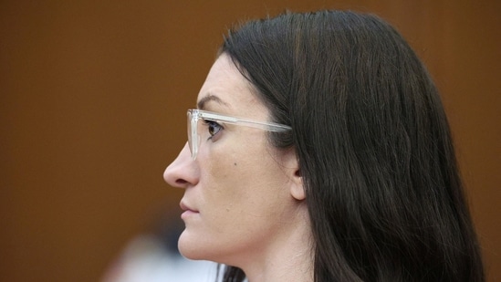 Defendant Lindsay Clancy listens to Dr. Jennifer Tufts on the witness stand during Lindsay Clancy's murder trial at Plymouth Superior Court, in Plymouth, Massachusetts.(via REUTERS)
