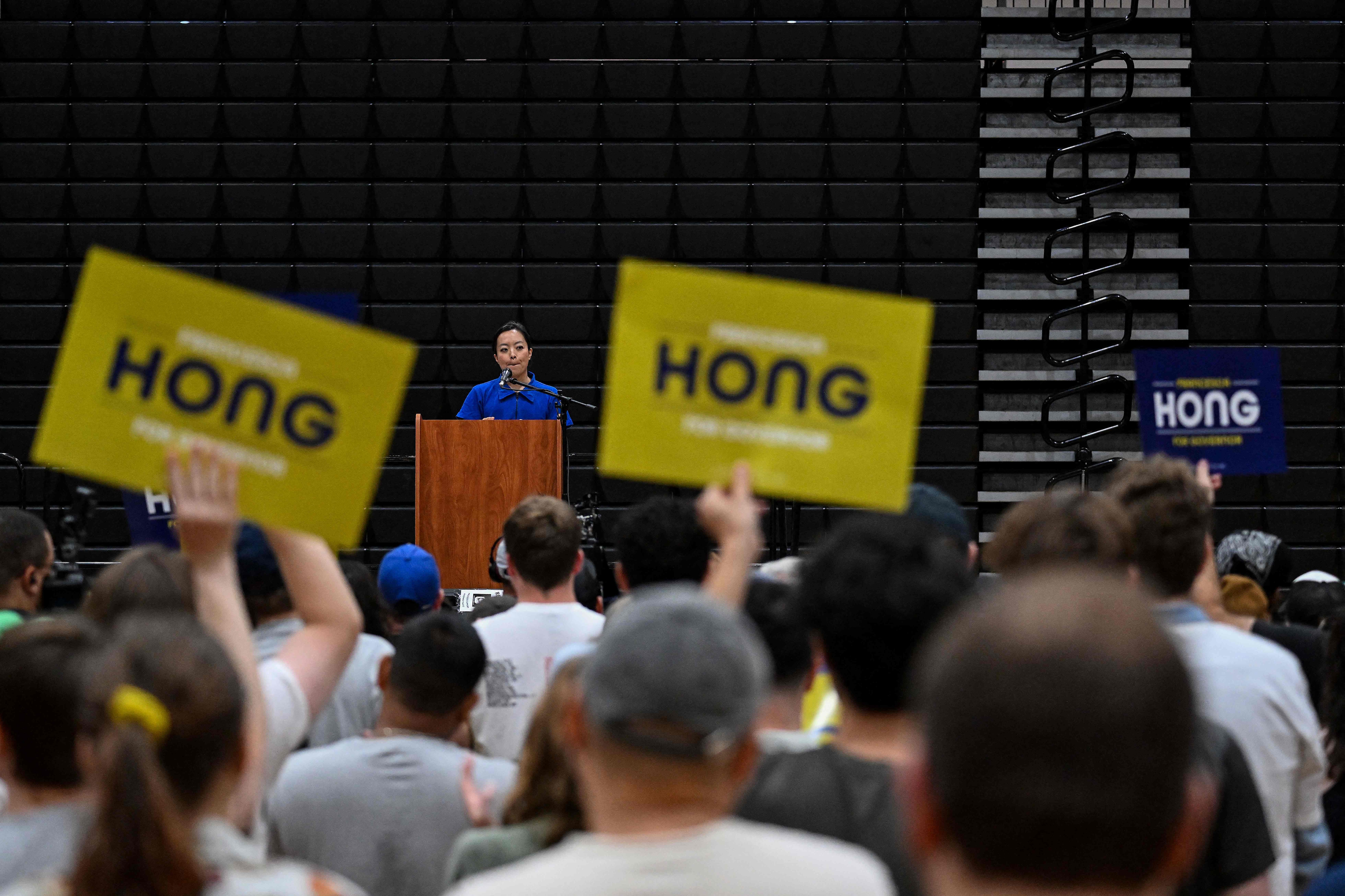 Wisconsin Democratic Gubernatorial candidate Francesca Hong speaks during a campaign rally on August 2, 2026 in Milwaukee, Wisconsin. Hong, a democratic socialist in the state legislature, has seen an uptick in recent poll numbers. (AFP) Wisconsin Democratic Gubernatorial candidate Francesca Hong speaks during a campaign rally on August 2, 2026 in Milwaukee, Wisconsin. Hong, a democratic socialist in the state legislature, has seen an uptick in recent poll numbers. (AFP)