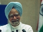 Manmohan Singh during his first press conference as prime minister in 2004.